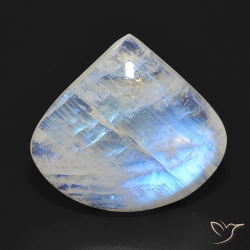 16.70ct Naturale Bianco bluastro Pietra di luna arcobaleno, Forma a pera, Traslucido