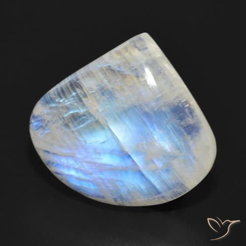 Pietra di luna arcobaleno Bianco bluastro naturale da 16.70 ct, Forma a pera, Traslucido