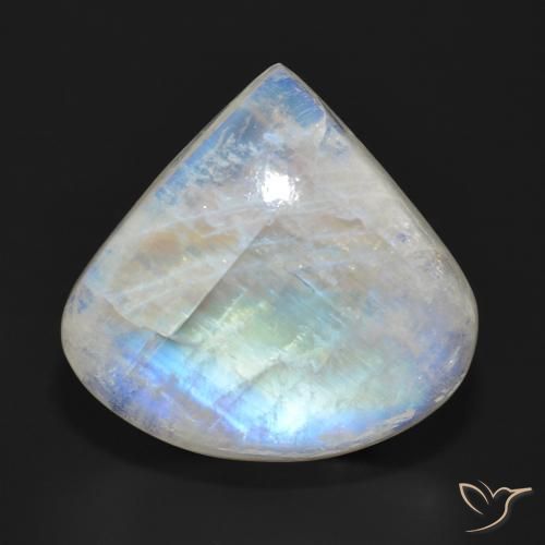 26.26ct Naturale Bianco bluastro Pietra di luna arcobaleno, Forma a pera, Traslucido