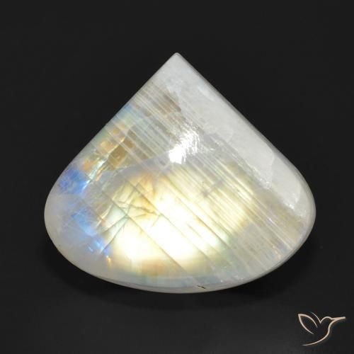 13.90ct Naturale Bianco bluastro Pietra di luna arcobaleno, Forma a pera, Traslucido
