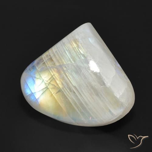 Pietra di luna arcobaleno Bianco bluastro naturale da 13.90 ct, Forma a pera, Traslucido