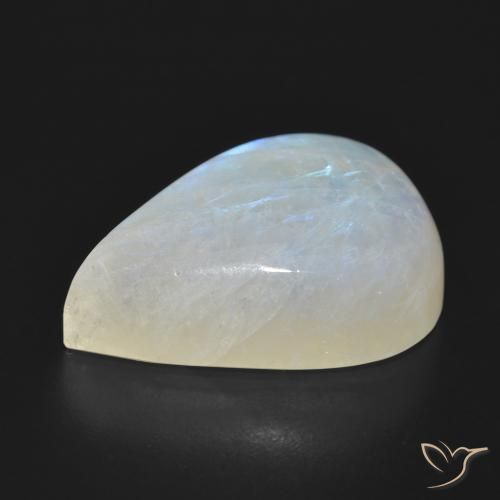 Pietra di luna arcobaleno Bianco bluastro naturale da 26.32 ct, Forma a pera, Traslucido