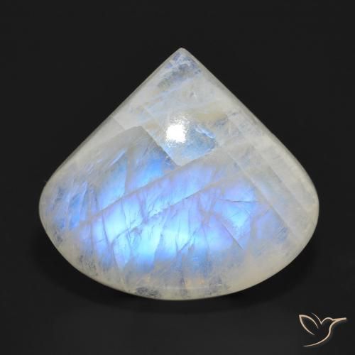 22.10ct Naturale Bianco bluastro Pietra di luna arcobaleno, Forma a pera, Traslucido