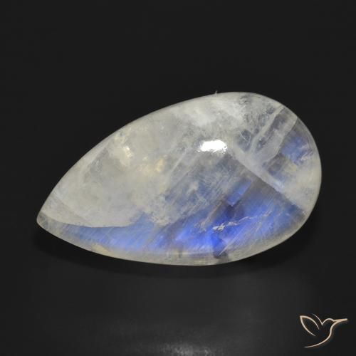 Pietra di luna arcobaleno Bianco bluastro naturale da 21.02 ct, Forma a pera, Traslucido