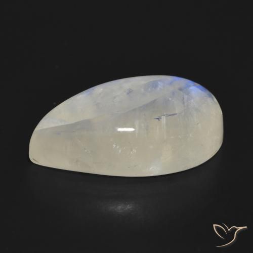 Pietra di luna arcobaleno Bianco bluastro naturale da 21.02 ct, Forma a pera, Traslucido
