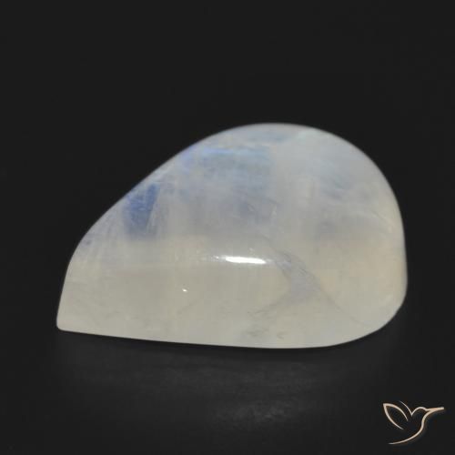 Pietra di luna arcobaleno Bianco bluastro naturale da 15.29 ct, Forma a pera, Traslucido