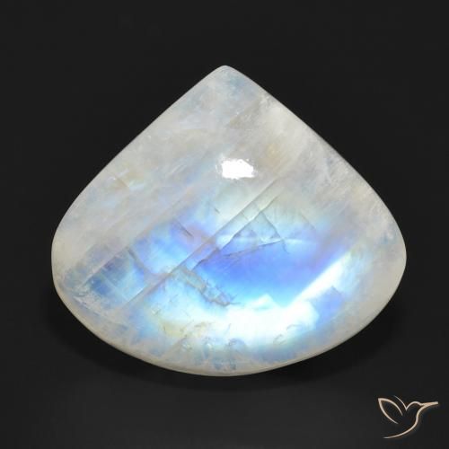 15.97ct Naturale Bianco bluastro Pietra di luna arcobaleno, Forma a pera, Traslucido