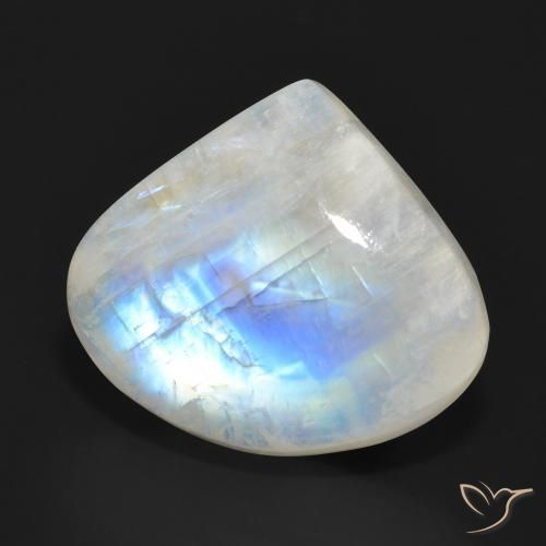 Pietra di luna arcobaleno Bianco bluastro naturale da 15.97 ct, Forma a pera, Traslucido