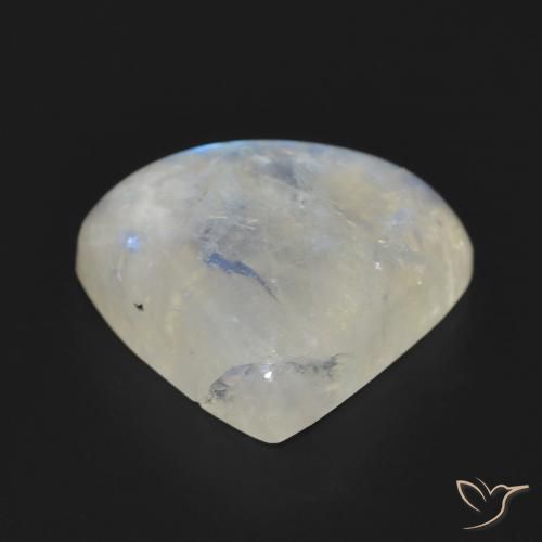 Pietra di luna arcobaleno Bianco bluastro naturale da 12.67 ct, Forma a pera, Traslucido