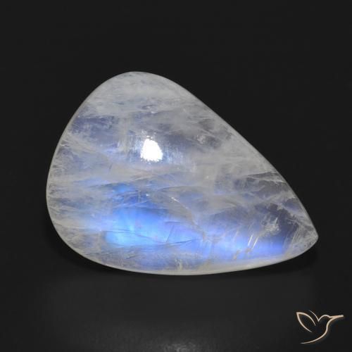 Pietra di luna arcobaleno Bianco bluastro naturale da 10.21 ct, Forma a pera, Traslucido