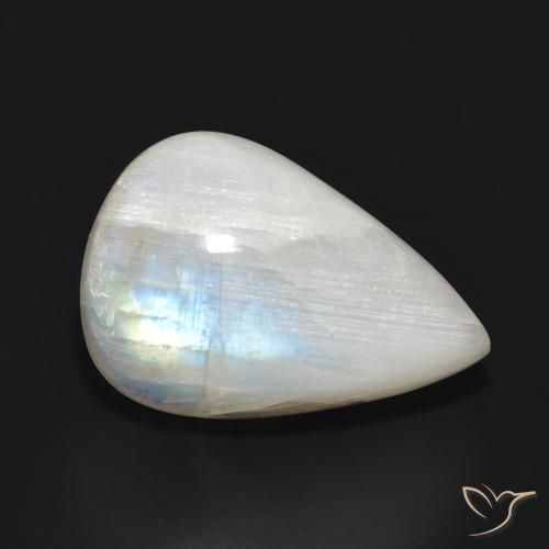 Pietra di luna arcobaleno Bianco bluastro naturale da 16.83 ct, Forma a pera, Traslucido
