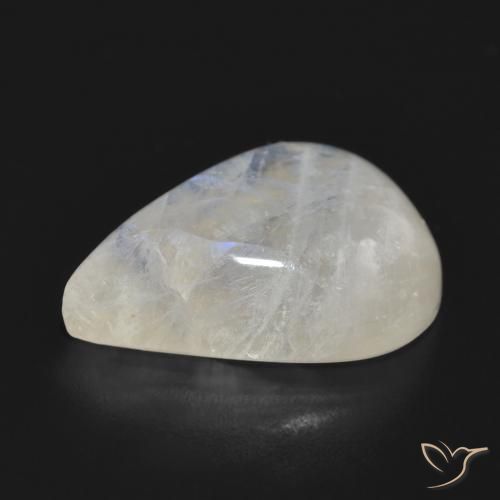 Pietra di luna arcobaleno Bianco bluastro naturale da 12.69 ct, Forma a pera, Traslucido