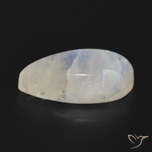 Pietra di luna arcobaleno Bianco bluastro naturale da 12.48 ct, Forma a pera, Traslucido