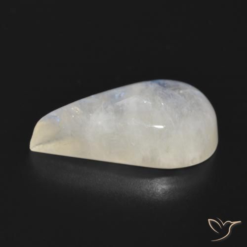 Pietra di luna arcobaleno Bianco bluastro naturale da 12.76 ct, Forma a pera, Traslucido