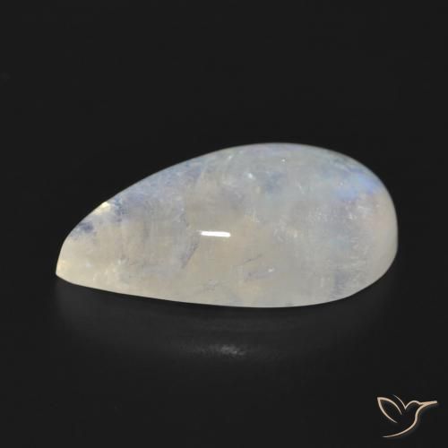 Pietra di luna arcobaleno Bianco bluastro naturale da 14.91 ct, Forma a pera, Traslucido