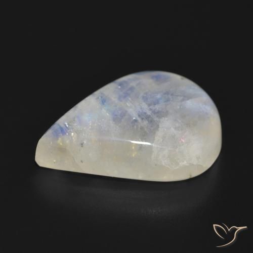 Pietra di luna arcobaleno Bianco bluastro naturale da 18.57 ct, Forma a pera, Traslucido