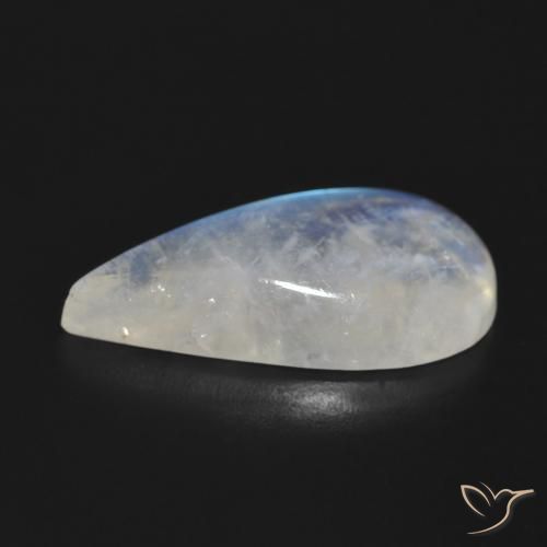 Pietra di luna arcobaleno Bianco bluastro naturale da 11.31 ct, Forma a pera, Traslucido