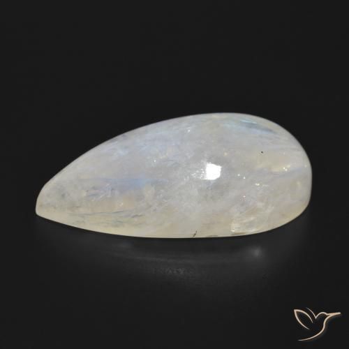 Pietra di luna arcobaleno Bianco bluastro naturale da 25.85 ct, Forma a pera, Traslucido
