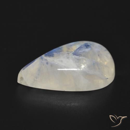 Pietra di luna arcobaleno Bianco bluastro naturale da 17.93 ct, Forma a pera, Traslucido