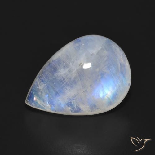 Pietra di luna arcobaleno Bianco bluastro naturale da 9.55 ct, Forma a pera, Traslucido
