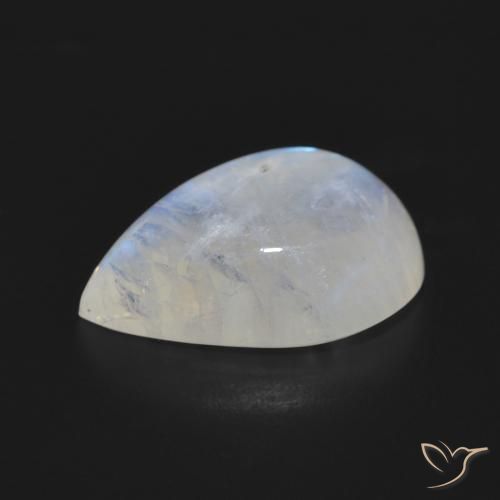 Pietra di luna arcobaleno Bianco bluastro naturale da 9.55 ct, Forma a pera, Traslucido