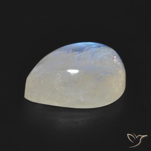 Pietra di luna arcobaleno Bianco bluastro naturale da 10.73 ct, Forma a pera, Traslucido