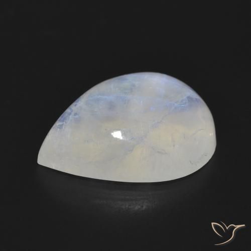Pietra di luna arcobaleno Bianco bluastro naturale da 11.64 ct, Forma a pera, Traslucido