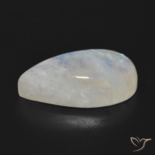 Pietra di luna arcobaleno Bianco bluastro naturale da 21.04 ct, Forma a pera, Traslucido