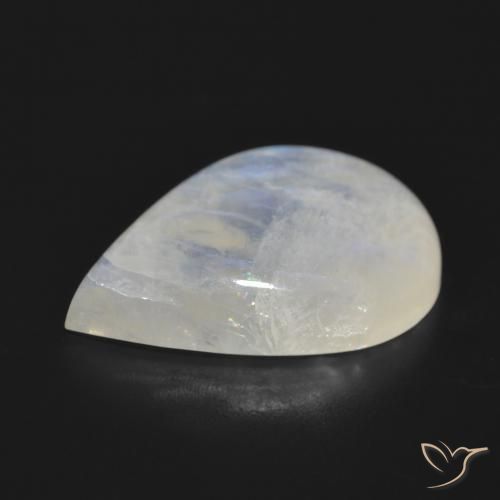 Pietra di luna arcobaleno Bianco bluastro naturale da 18.06 ct, Forma a pera, Traslucido