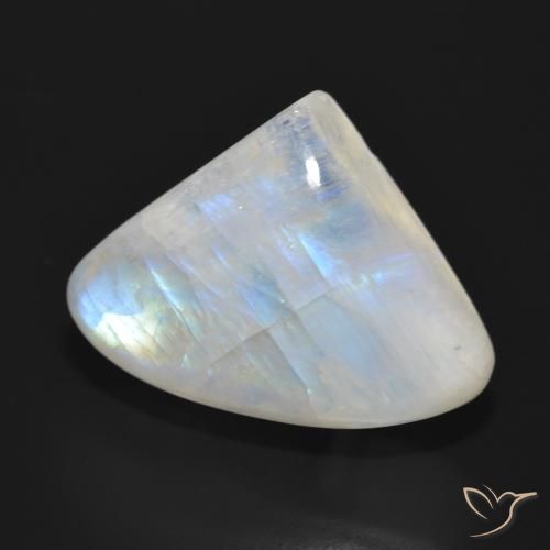 Pietra di luna arcobaleno Bianco bluastro naturale da 30.77 ct, Forma a pera, Traslucido