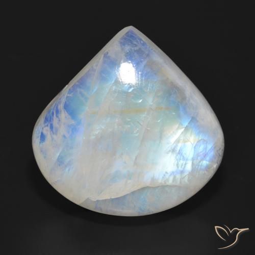 30.80ct Naturale Bianco bluastro Pietra di luna arcobaleno, Forma a pera, Traslucido