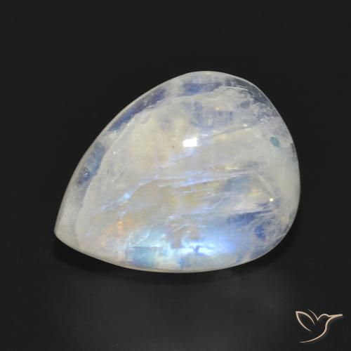 Pietra di luna arcobaleno Bianco bluastro naturale da 13.18 ct, Forma a pera, Traslucido