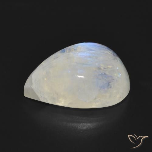 Pietra di luna arcobaleno Bianco bluastro naturale da 13.18 ct, Forma a pera, Traslucido