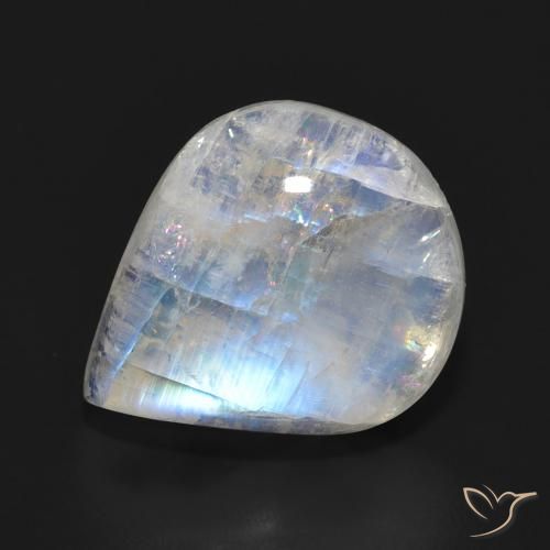Pietra di luna arcobaleno Bianco bluastro naturale da 11.15 ct, Forma a pera, Traslucido