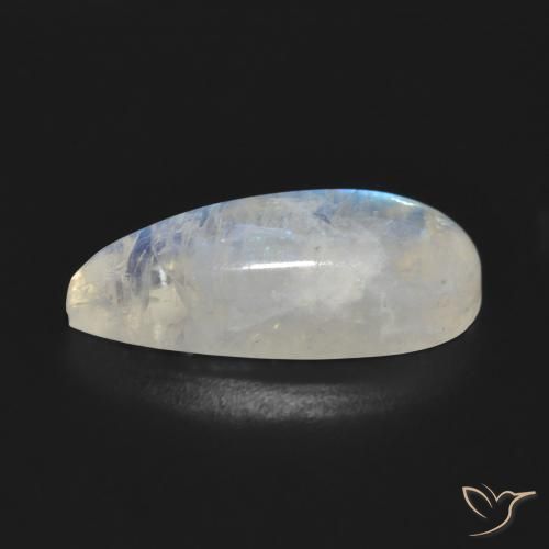 Pietra di luna arcobaleno Bianco bluastro naturale da 7.88 ct, Forma a pera, Traslucido