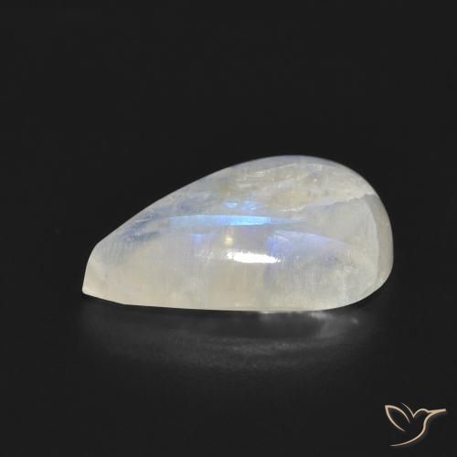 Pietra di luna arcobaleno Bianco bluastro naturale da 7.05 ct, Forma a pera, Traslucido