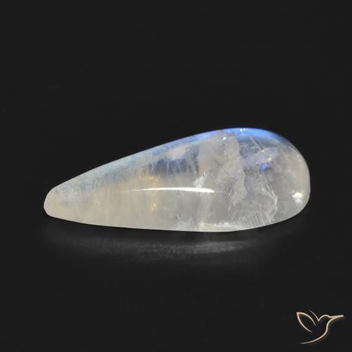 Pietra di luna arcobaleno Bianco bluastro naturale da 5.47 ct, Forma a pera, Traslucido