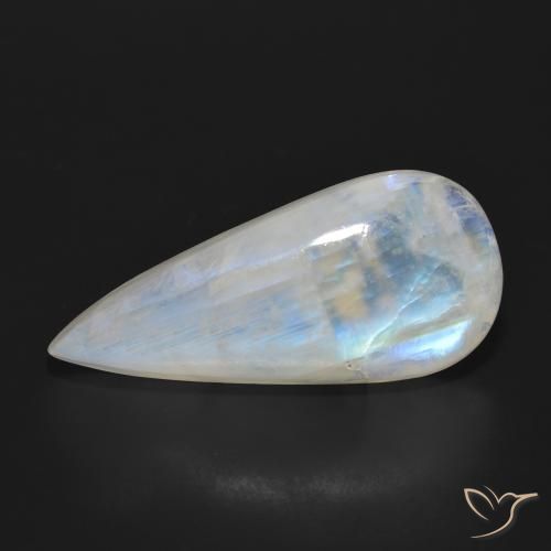 24.85ct Naturale Bianco bluastro Pietra di luna arcobaleno, Forma a pera, Traslucido