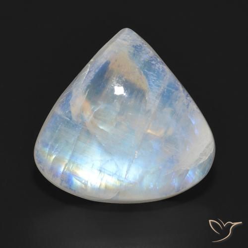 11.23ct Naturale Bianco bluastro Pietra di luna arcobaleno, Forma a pera, Traslucido