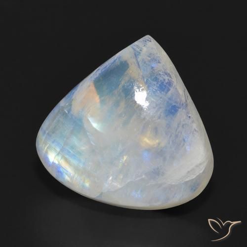 Pietra di luna arcobaleno Bianco bluastro naturale da 11.23 ct, Forma a pera, Traslucido