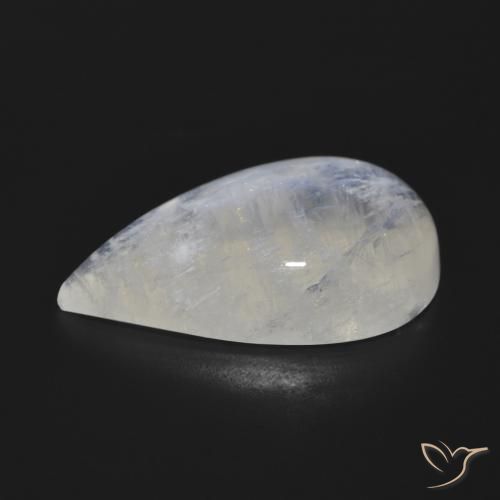 Pietra di luna arcobaleno Bianco bluastro naturale da 20.73 ct, Forma a pera, Traslucido