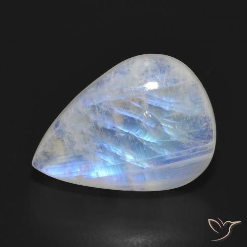 Pietra di luna arcobaleno Bianco bluastro naturale da 11.87 ct, Forma a pera, Traslucido