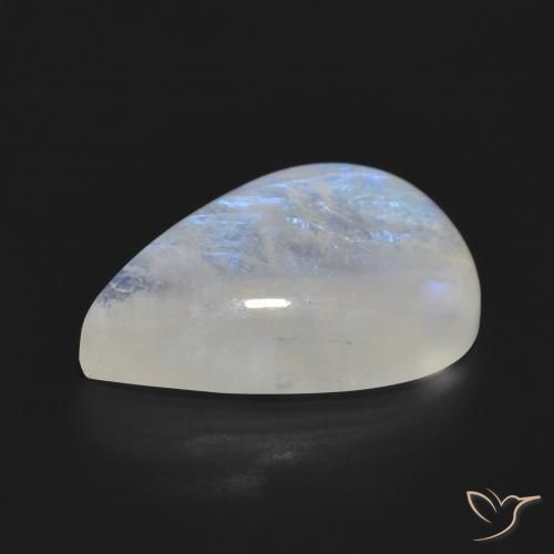 Pietra di luna arcobaleno Bianco bluastro naturale da 11.87 ct, Forma a pera, Traslucido