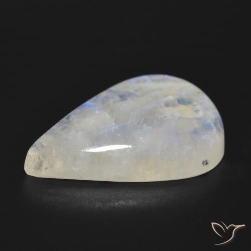 Pietra di luna arcobaleno Bianco bluastro naturale da 25.41 ct, Forma a pera, Traslucido
