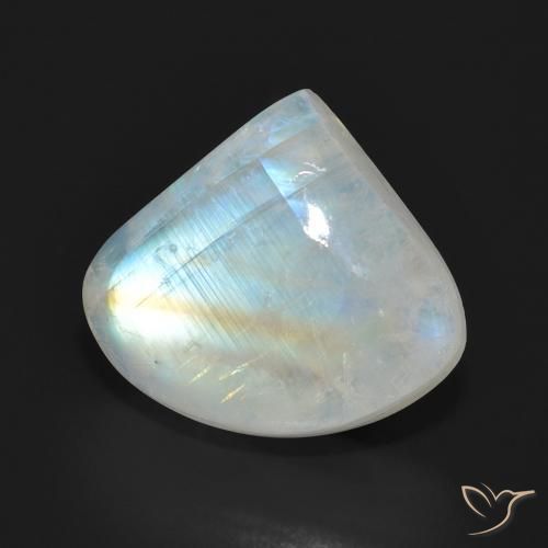 10.90ct Naturale Bianco bluastro Pietra di luna arcobaleno, Forma a pera, Traslucido