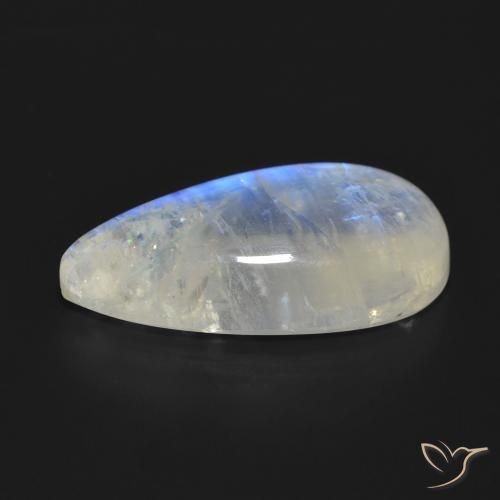 Pietra di luna arcobaleno Bianco bluastro naturale da 18.02 ct, Forma a pera, Traslucido