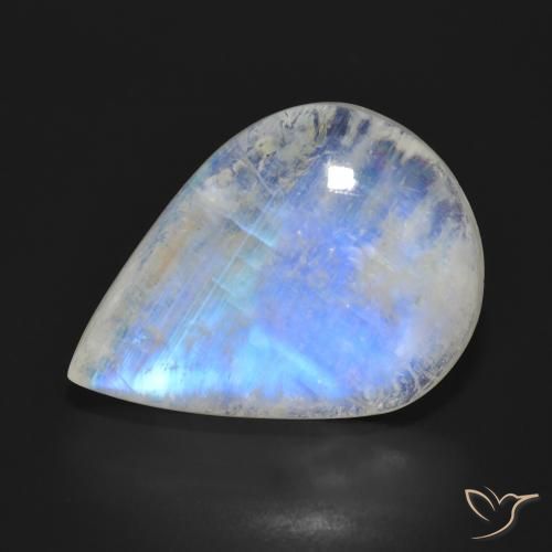 24.76ct Naturale Bianco bluastro Pietra di luna arcobaleno, Forma a pera, Traslucido