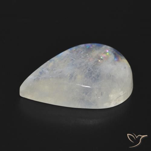 Pietra di luna arcobaleno Bianco bluastro naturale da 24.76 ct, Forma a pera, Traslucido