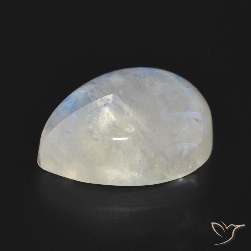 Pietra di luna arcobaleno Bianco bluastro naturale da 18.25 ct, Forma a pera, Traslucido