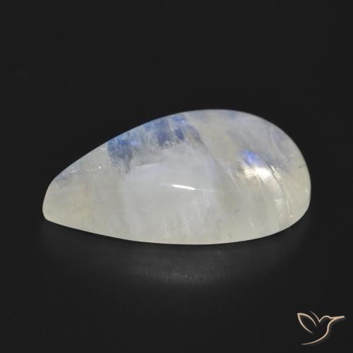 Pietra di luna arcobaleno Bianco bluastro naturale da 17.97 ct, Forma a pera, Traslucido